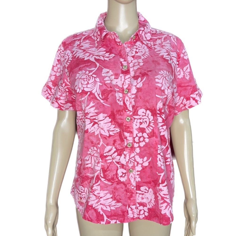 Havana Jacks Café Tropical Roll Tab Camp Shirt Size Large